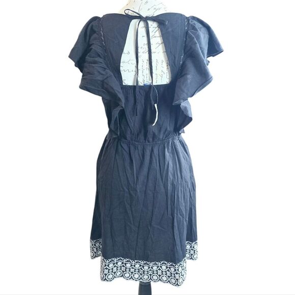 Old Navy -716‎ NWT Black Waist-Defined Flutter-Sleeve Tie-Back Mini Dress Small - Picture 7 of 12